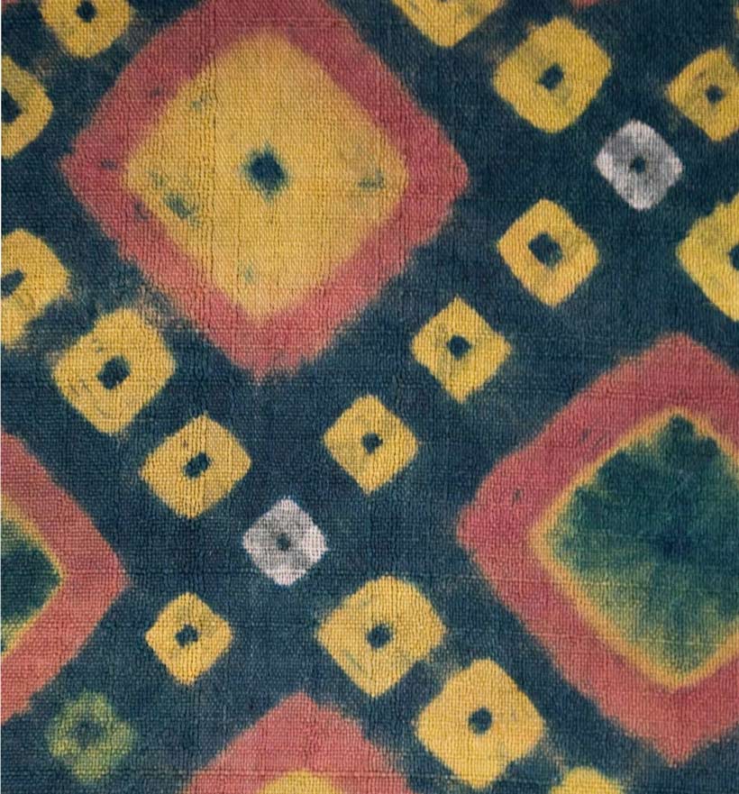 Description: Close-up of a four-colour kiet cloth