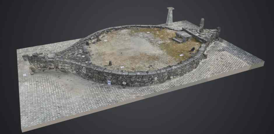 Description: A computer model of the elliptical stone boat at Sangliat Dol