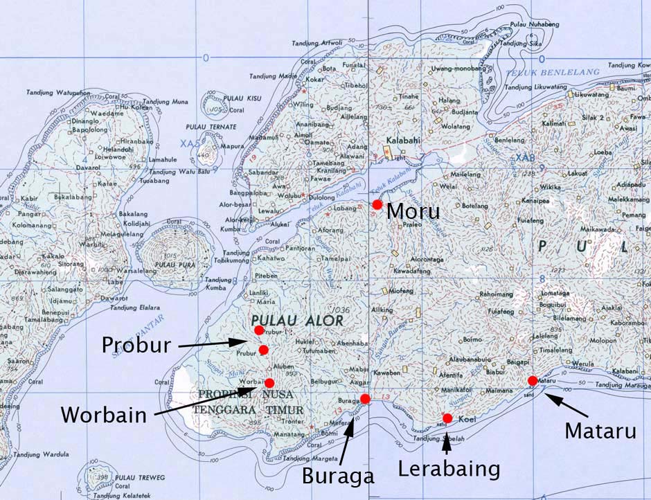 Description: Map of South Western Alor Island