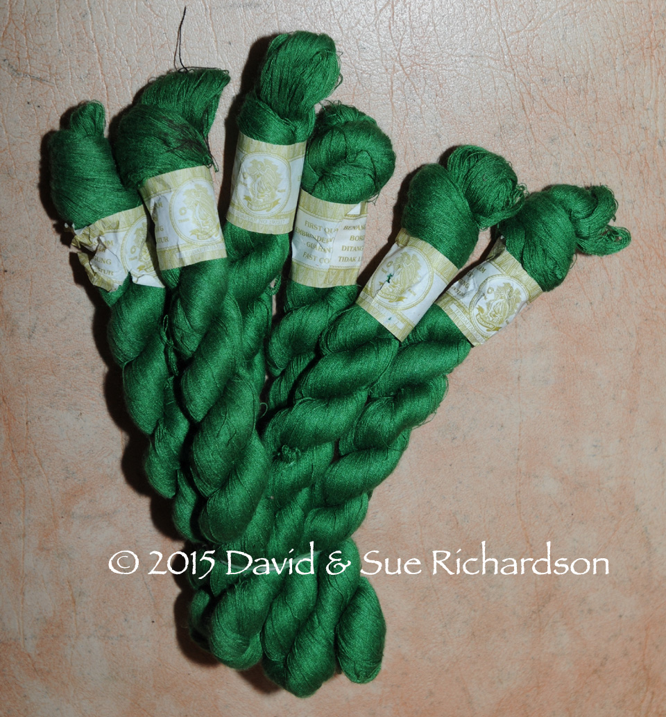 Description: Emerald green synthetic embroidery yarn