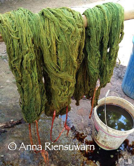 Description: Cotton yarn overdyed with mango bark