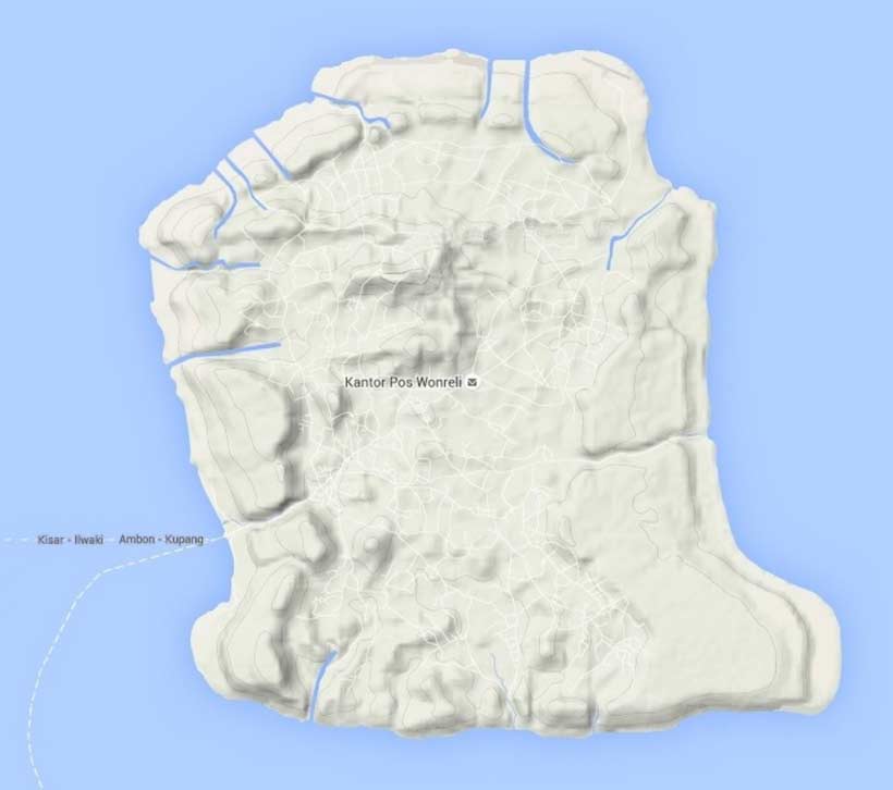 Description: Topographical map of Kisar Island