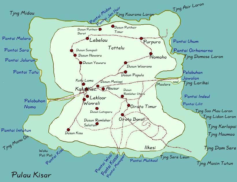 Description: Villages and roads on Kisar Island