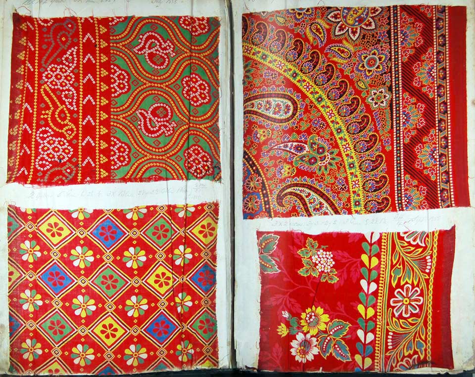 Description: Samples of calico dyed with Turkey Red from the Alexandria Print Works