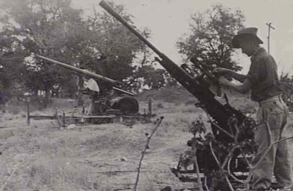 Description: Japanese anti-aircraft guns in Waingapu 1945