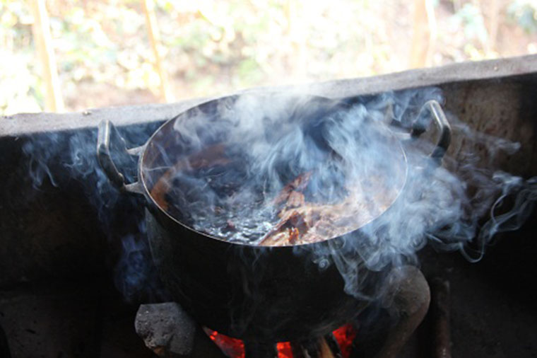 Description: Boiling jackfruit bark