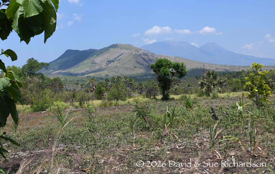 Description: Looking east towards the twin peaks of Ilé Niu and Ilé Nome