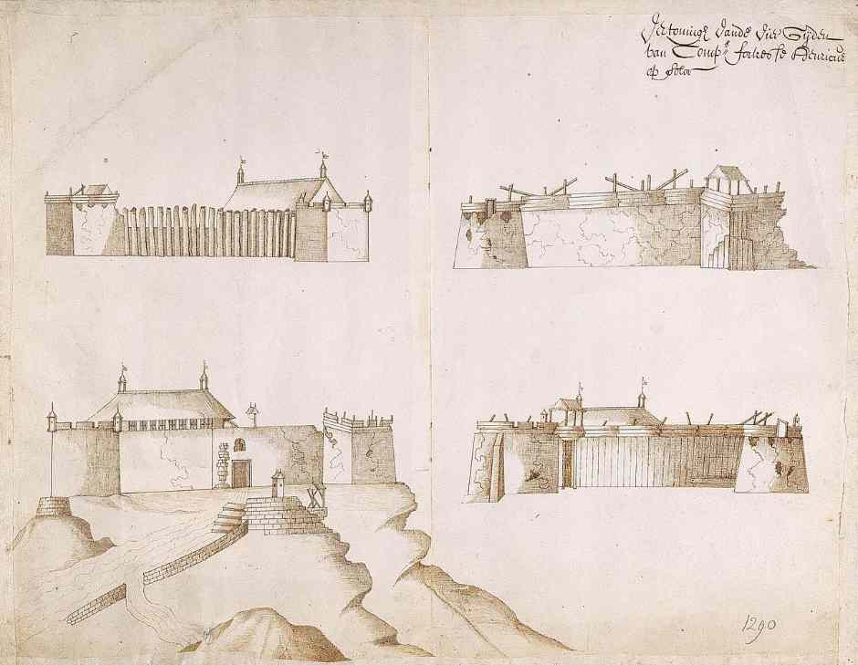 Description: The four sides of Fort Henricus around 1656