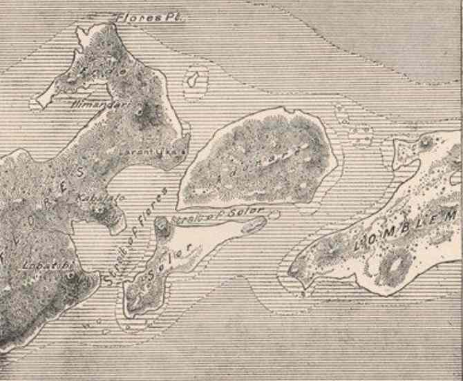 Description: A crude map of Solor dated 1885